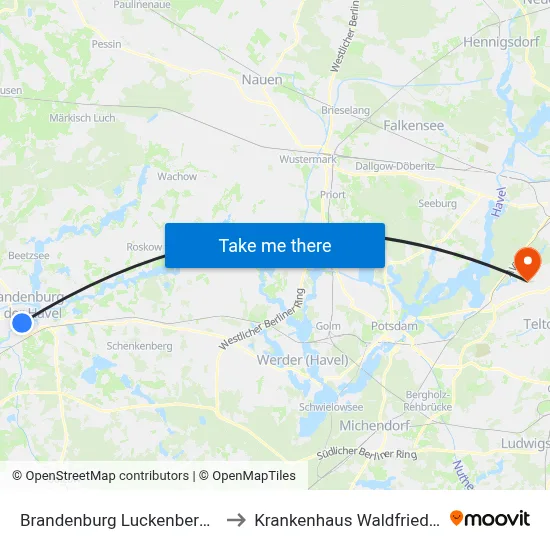 Brandenburg Luckenberger Str. to Krankenhaus Waldfriede e. V. map