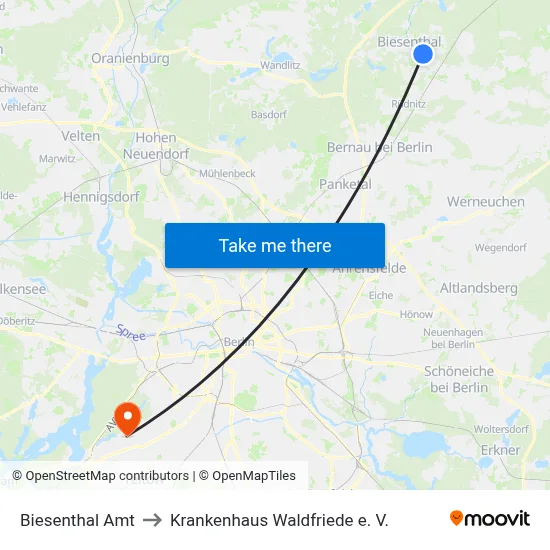 Biesenthal Amt to Krankenhaus Waldfriede e. V. map