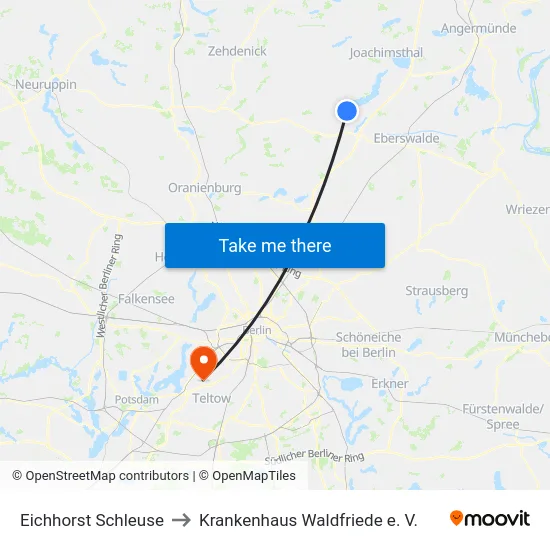 Eichhorst Schleuse to Krankenhaus Waldfriede e. V. map