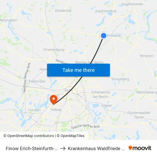 Finow Erich-Steinfurth-Str. to Krankenhaus Waldfriede e. V. map