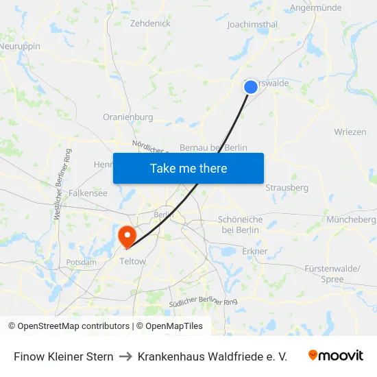 Finow Kleiner Stern to Krankenhaus Waldfriede e. V. map