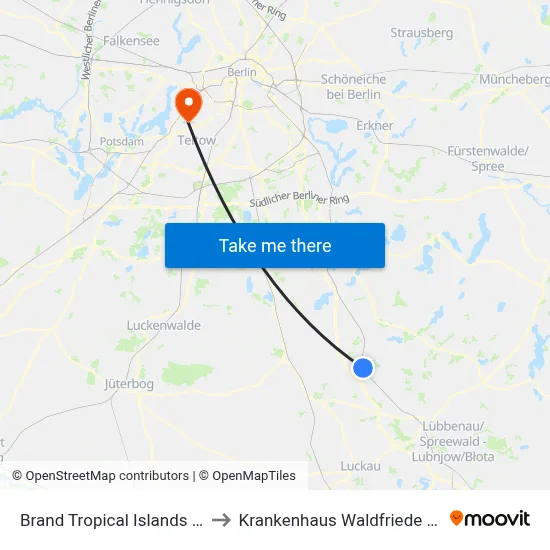 Brand Tropical Islands Bhf to Krankenhaus Waldfriede e. V. map