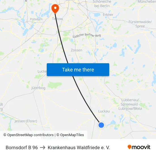 Bornsdorf B 96 to Krankenhaus Waldfriede e. V. map