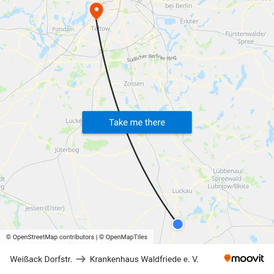 Weißack Dorfstr. to Krankenhaus Waldfriede e. V. map