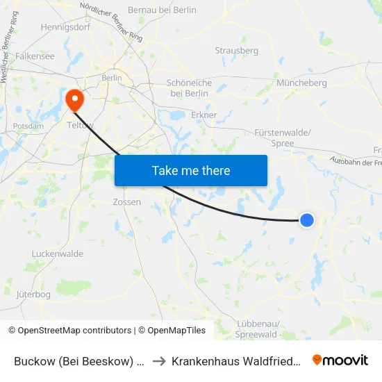 Buckow (Bei Beeskow) B246 to Krankenhaus Waldfriede e. V. map