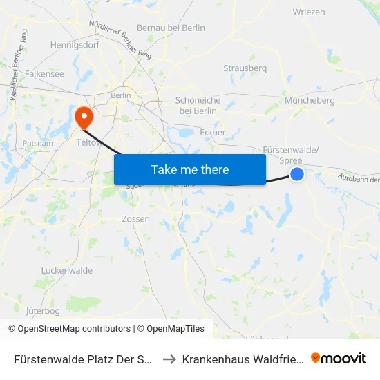 Fürstenwalde Platz Der Solidarität to Krankenhaus Waldfriede e. V. map