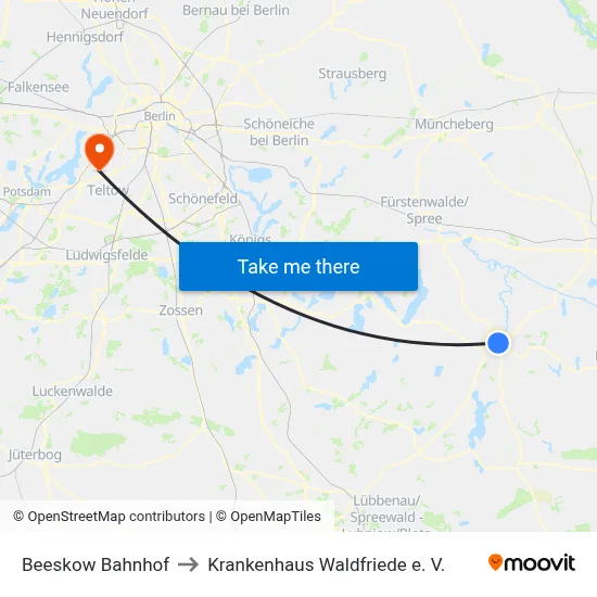 Beeskow Bahnhof to Krankenhaus Waldfriede e. V. map