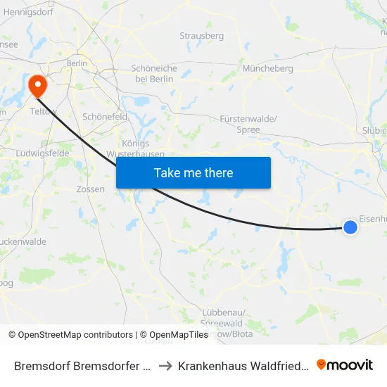 Bremsdorf Bremsdorfer Mühle to Krankenhaus Waldfriede e. V. map
