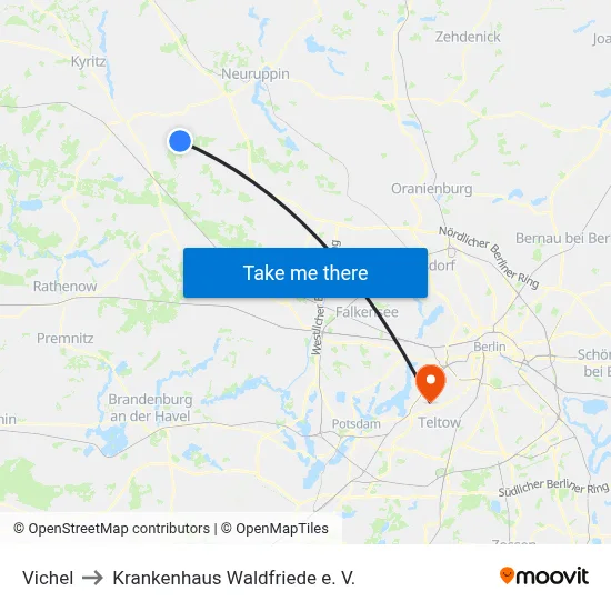 Vichel to Krankenhaus Waldfriede e. V. map