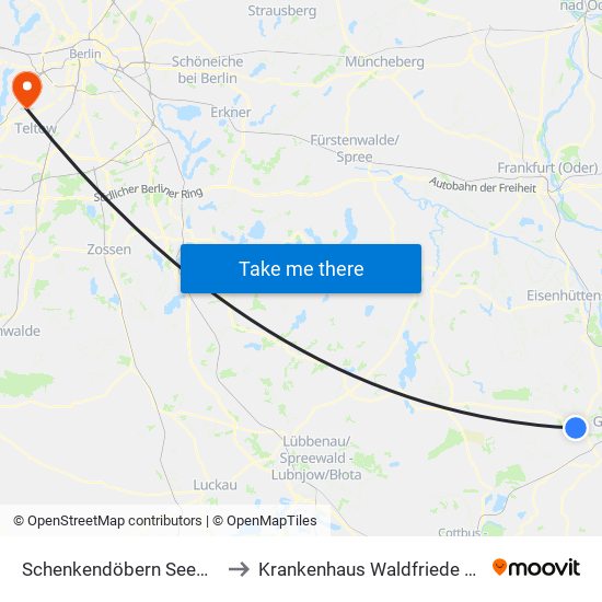 Schenkendöbern Seeweg to Krankenhaus Waldfriede e. V. map