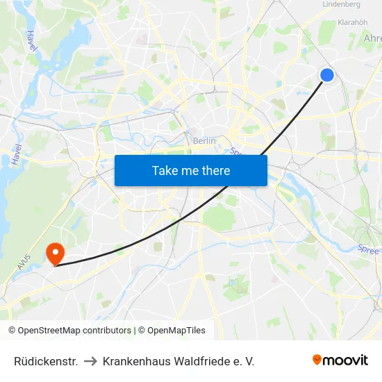 Rüdickenstr. to Krankenhaus Waldfriede e. V. map