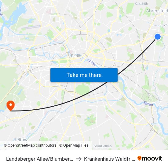 Landsberger Allee/Blumberger Damm to Krankenhaus Waldfriede e. V. map