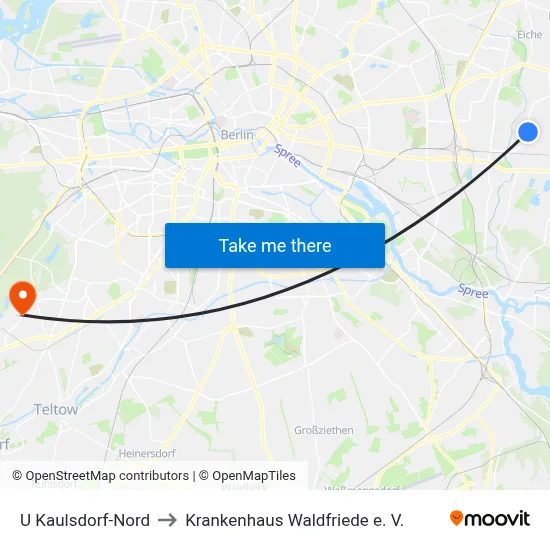 U Kaulsdorf-Nord to Krankenhaus Waldfriede e. V. map