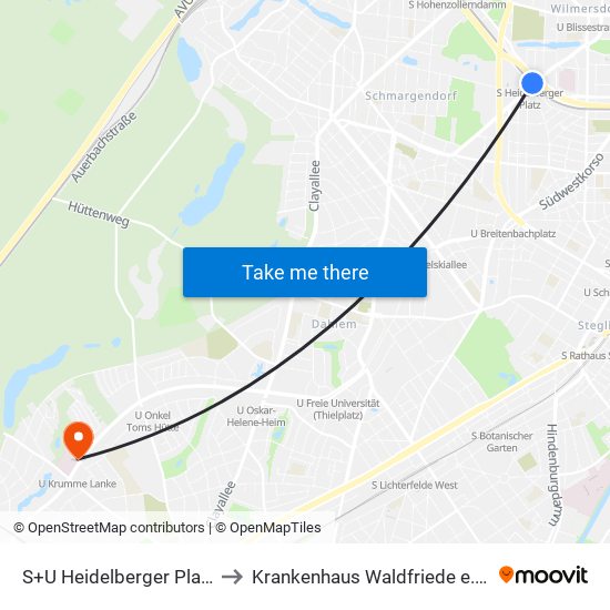 S+U Heidelberger Platz to Krankenhaus Waldfriede e. V. map