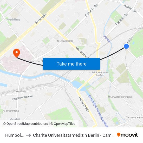 Humboldthain to Charité Universitätsmedizin Berlin - Campus Virchow Klinikum map