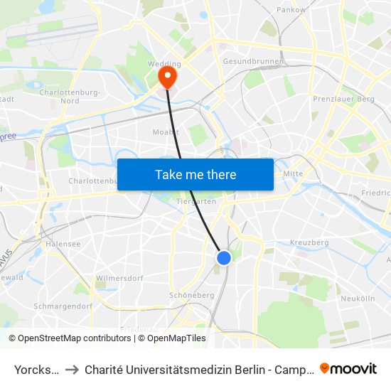 Yorckstraße to Charité Universitätsmedizin Berlin - Campus Virchow Klinikum map