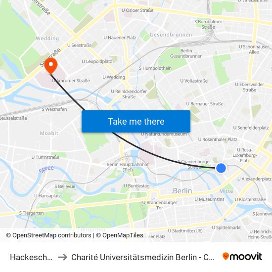 Hackescher Markt to Charité Universitätsmedizin Berlin - Campus Virchow Klinikum map