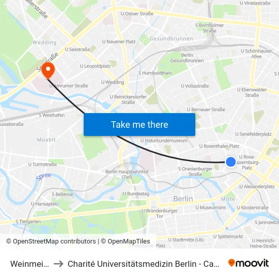 Weinmeisterstr. to Charité Universitätsmedizin Berlin - Campus Virchow Klinikum map