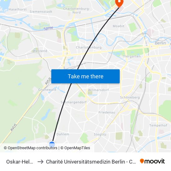 Oskar-Helene-Heim to Charité Universitätsmedizin Berlin - Campus Virchow Klinikum map