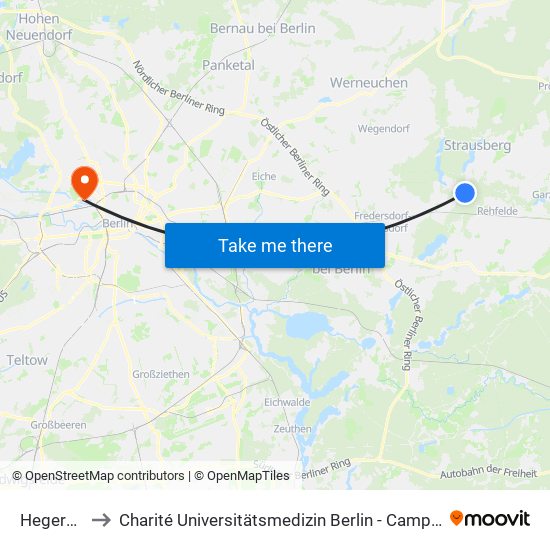 Hegermühle to Charité Universitätsmedizin Berlin - Campus Virchow Klinikum map