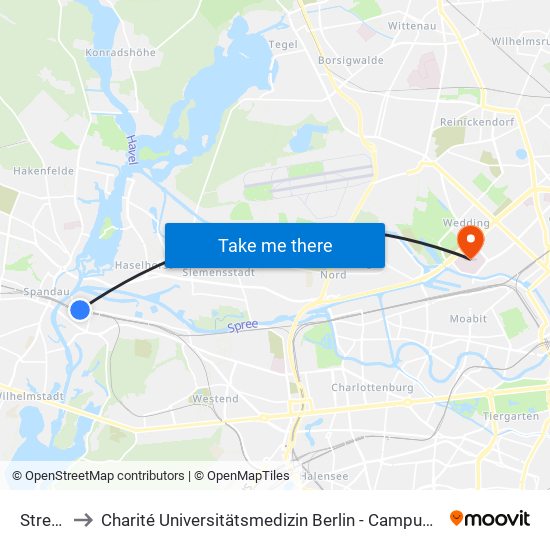 Stresow to Charité Universitätsmedizin Berlin - Campus Virchow Klinikum map