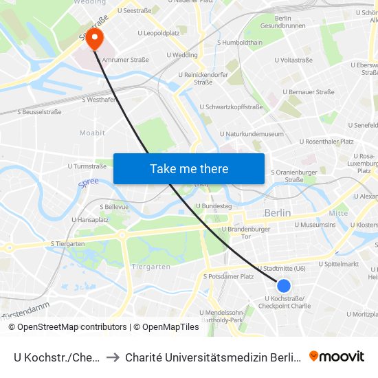 U Kochstr./Checkpoint Charlie to Charité Universitätsmedizin Berlin - Campus Virchow Klinikum map