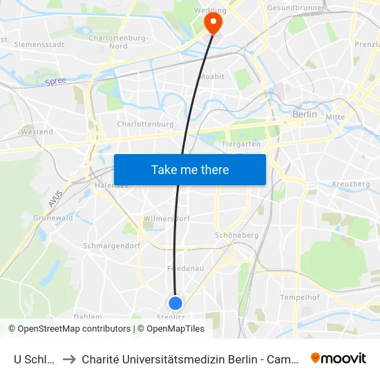 U Schloßstr. to Charité Universitätsmedizin Berlin - Campus Virchow Klinikum map