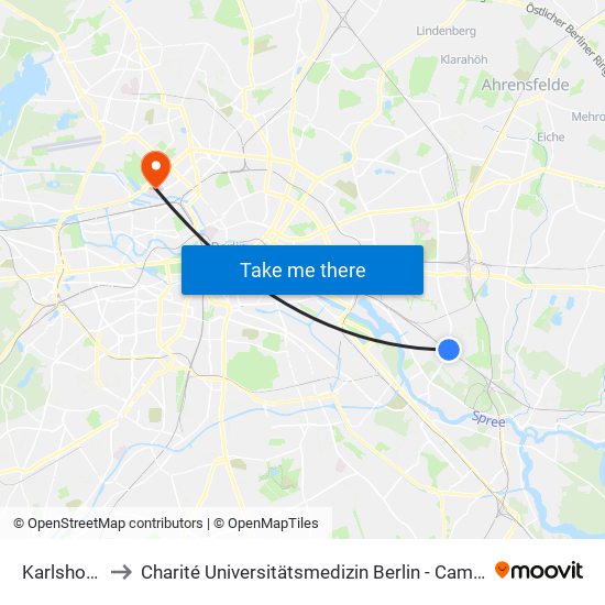 Karlshorst Bhf to Charité Universitätsmedizin Berlin - Campus Virchow Klinikum map