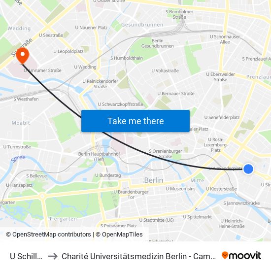 U Schillingstr. to Charité Universitätsmedizin Berlin - Campus Virchow Klinikum map