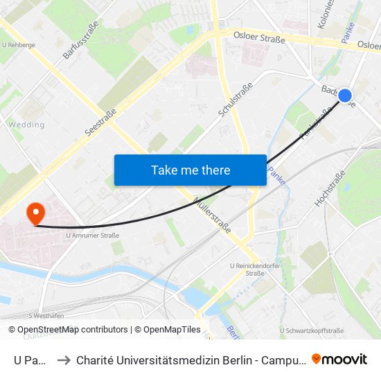 U Pankstr. to Charité Universitätsmedizin Berlin - Campus Virchow Klinikum map