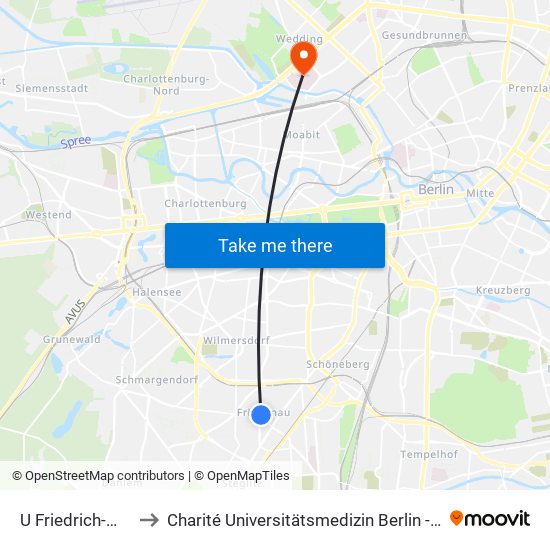 U Friedrich-Wilhelm-Platz to Charité Universitätsmedizin Berlin - Campus Virchow Klinikum map