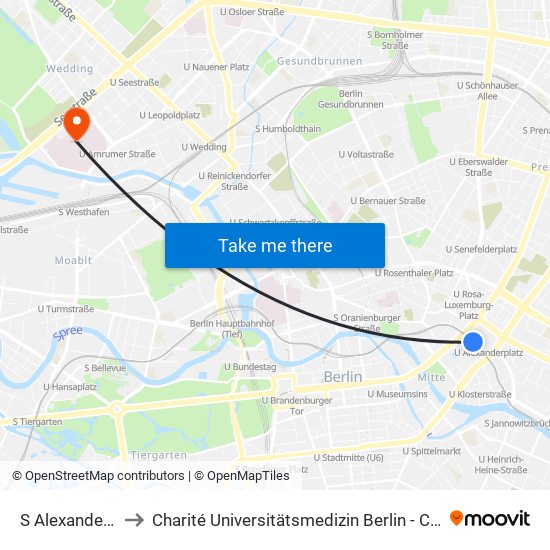 S Alexanderplatz Bhf to Charité Universitätsmedizin Berlin - Campus Virchow Klinikum map
