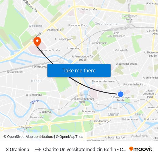 S Oranienburger Str. to Charité Universitätsmedizin Berlin - Campus Virchow Klinikum map