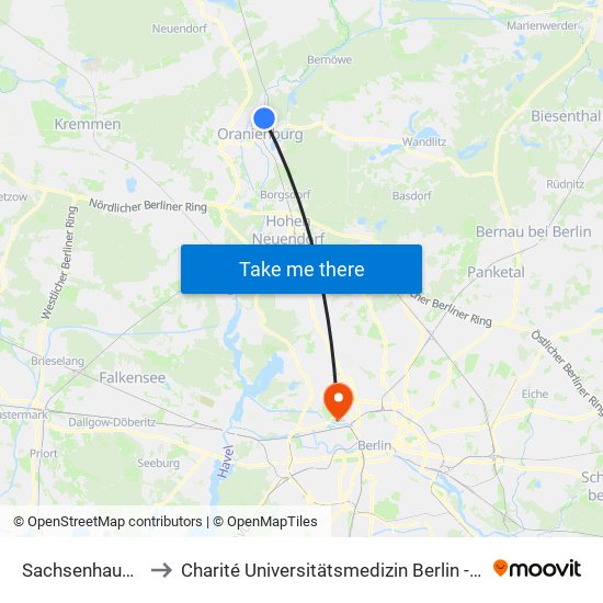 Sachsenhausen Bahnhof to Charité Universitätsmedizin Berlin - Campus Virchow Klinikum map
