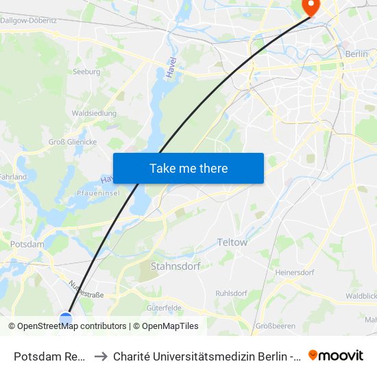 Potsdam Rehbrücke Bhf to Charité Universitätsmedizin Berlin - Campus Virchow Klinikum map