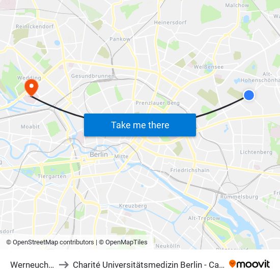Werneuchener Str. to Charité Universitätsmedizin Berlin - Campus Virchow Klinikum map