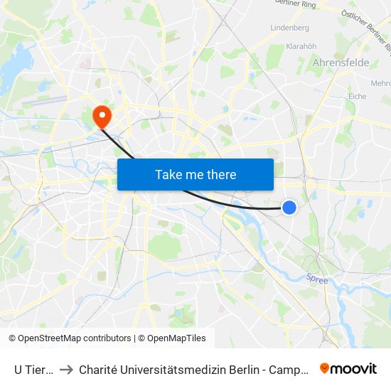U Tierpark to Charité Universitätsmedizin Berlin - Campus Virchow Klinikum map