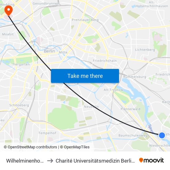 Wilhelminenhofstr./Edisonstr. to Charité Universitätsmedizin Berlin - Campus Virchow Klinikum map