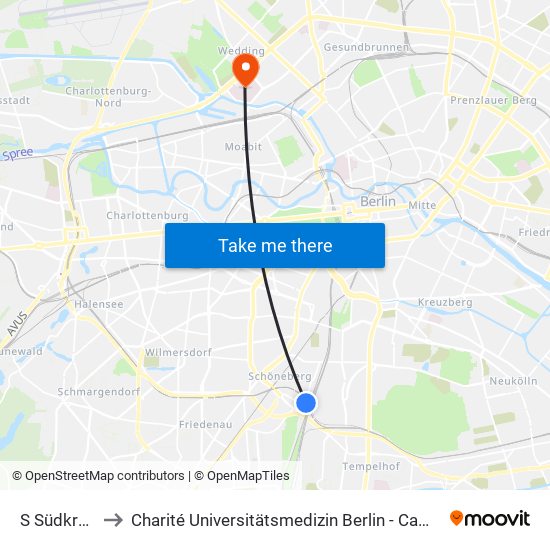 S Südkreuz Bhf to Charité Universitätsmedizin Berlin - Campus Virchow Klinikum map