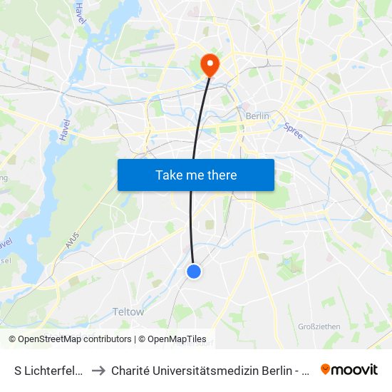 S Lichterfelde Ost Bhf to Charité Universitätsmedizin Berlin - Campus Virchow Klinikum map