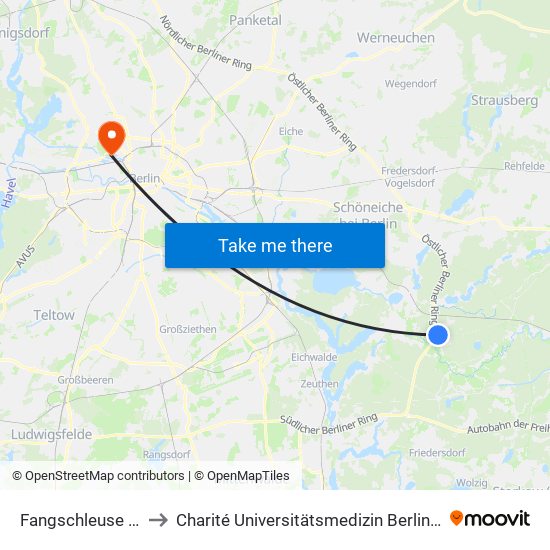 Fangschleuse Tesla Süd Bhf to Charité Universitätsmedizin Berlin - Campus Virchow Klinikum map