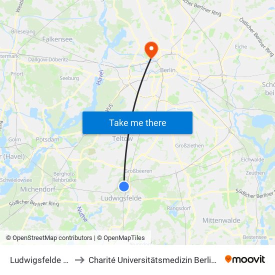 Ludwigsfelde G.-Daimler-Str. to Charité Universitätsmedizin Berlin - Campus Virchow Klinikum map
