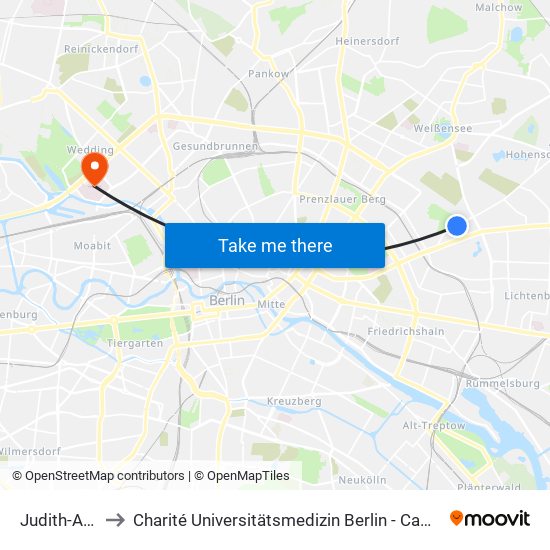 Judith-Auer-Str. to Charité Universitätsmedizin Berlin - Campus Virchow Klinikum map
