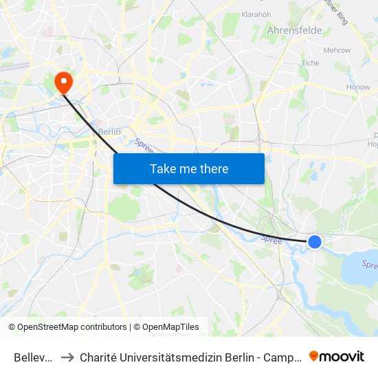 Bellevuestr. to Charité Universitätsmedizin Berlin - Campus Virchow Klinikum map