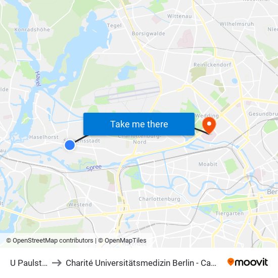 U Paulsternstr. to Charité Universitätsmedizin Berlin - Campus Virchow Klinikum map