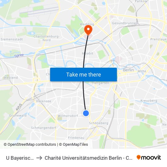 U Bayerischer Platz to Charité Universitätsmedizin Berlin - Campus Virchow Klinikum map
