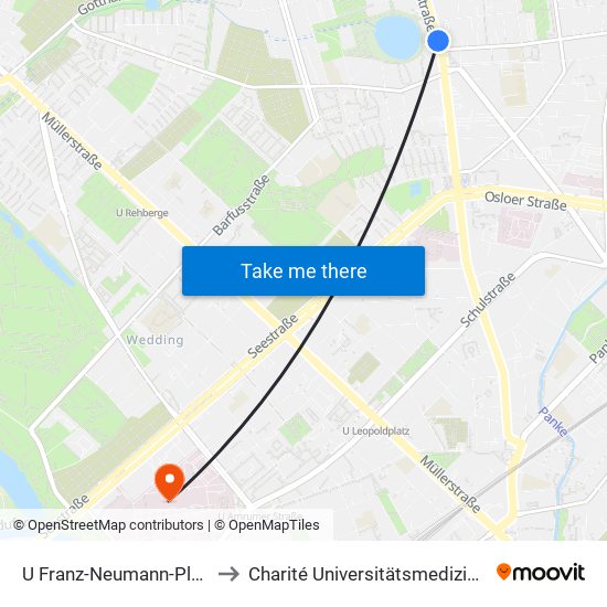 U Franz-Neumann-Platz (Am Schäfersee) (Berlin) to Charité Universitätsmedizin Berlin - Campus Virchow Klinikum map