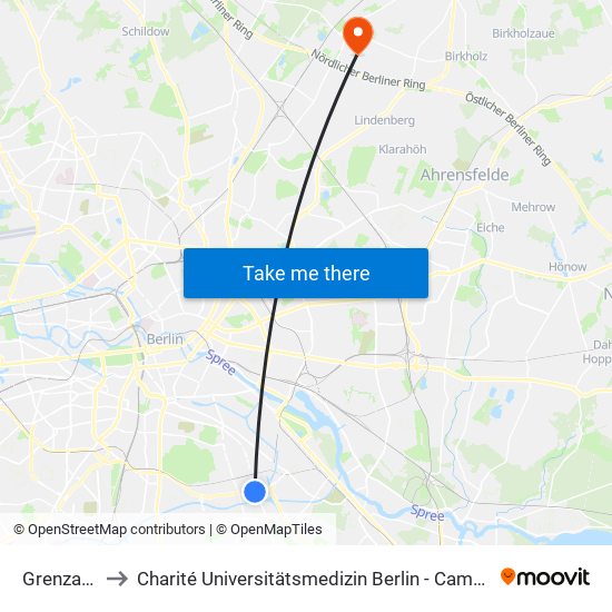 Grenzallee to Charité Universitätsmedizin Berlin -  Campus Buch map