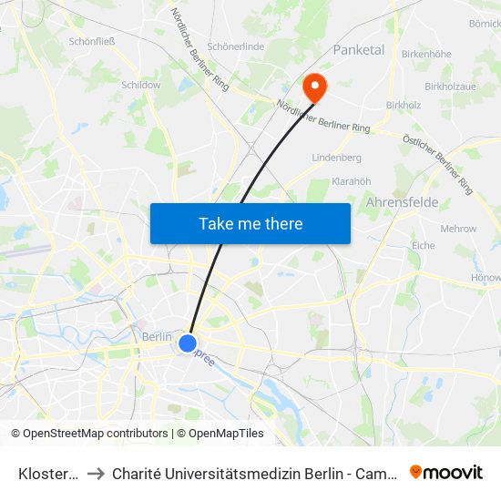 Klosterstr. to Charité Universitätsmedizin Berlin -  Campus Buch map
