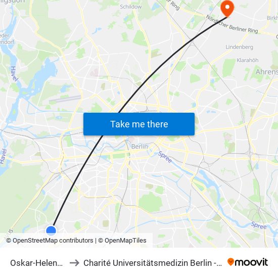 Oskar-Helene-Heim to Charité Universitätsmedizin Berlin -  Campus Buch map